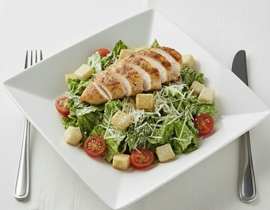 CĒZARA SALĀTI AR VISTAS KRŪTIŅU